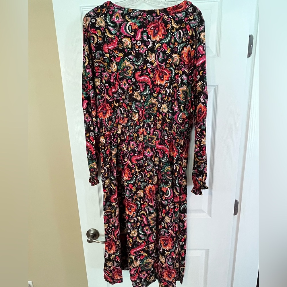 Croft and Barrel Long Sleeves MIDI Smocked Waist Dress L NWT
